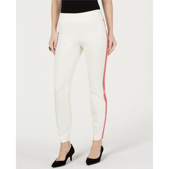 Alfani Womens Side-Stripe Casual Trouser Pants, Off-White, 6 - Picture 1 of 3